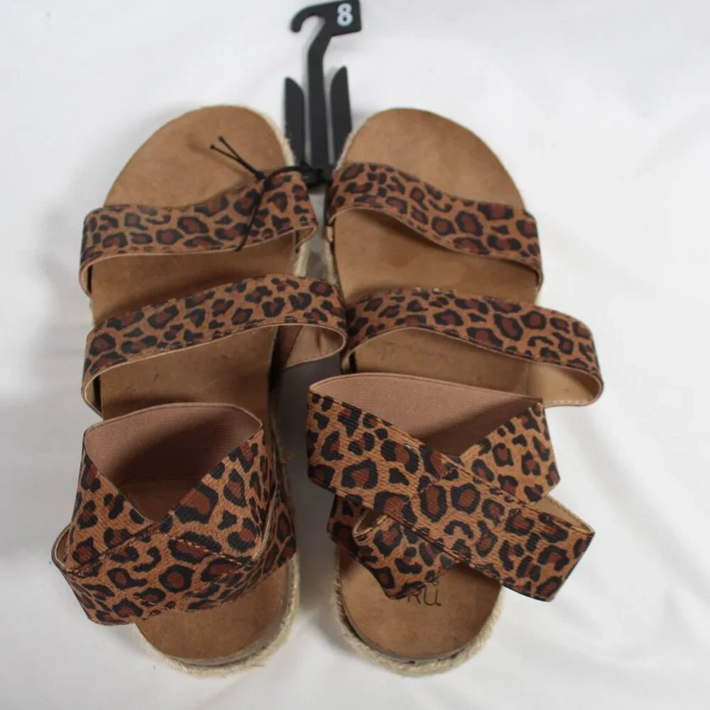NWT Time and Tru Leopard Platform Espadrille Sandals – Size 8, Edgy Summer Style